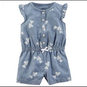 Carters 12 Month denim heart romper